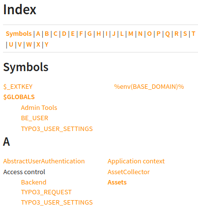 Screenshot showing part of the index page